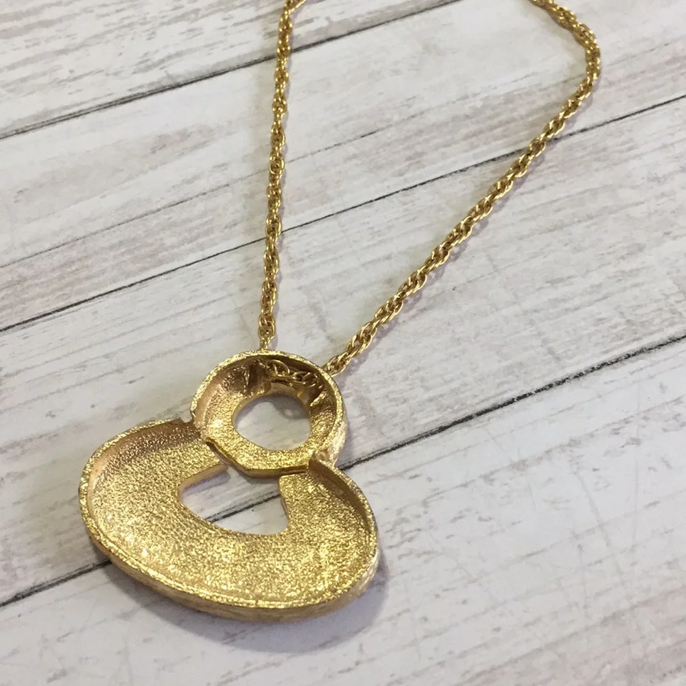 Vintage Gold Tone Pendant Necklace Art Deco